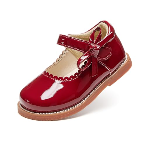 PHIRAMIN Toddler Girl Mary Jane Oxford Red Dress Shoes Size 8-Little Girl Patent Leather School Uniform Shoes