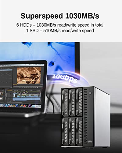 TERRAMASTER D6-320 External Hard Drive Enclosure - USB 3.2 Gen2 10Gbps Type-C HDD Storage Hot Swappable Plug and Play (Diskless) - Thumbnail 5