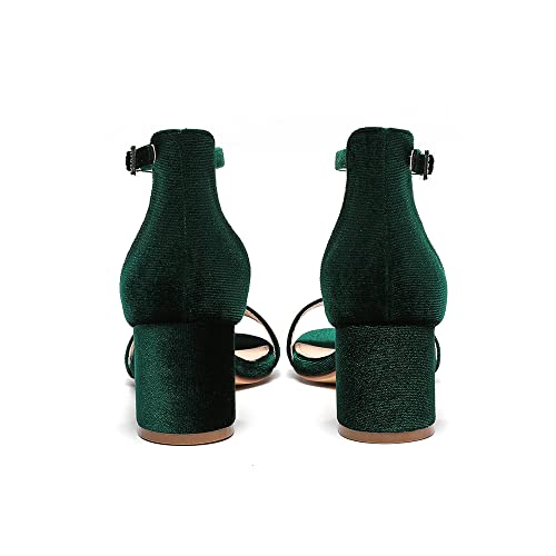 Amoji Women's 2.5 Inch Low Heel Ankle Strap Dressy Sandals 3014