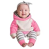 Baby Boys Girls Clothes Long Sleeve Hoodie Tops Sweatsuit Long Pants Outfit Set (Hot Pink, 3-6 Months)