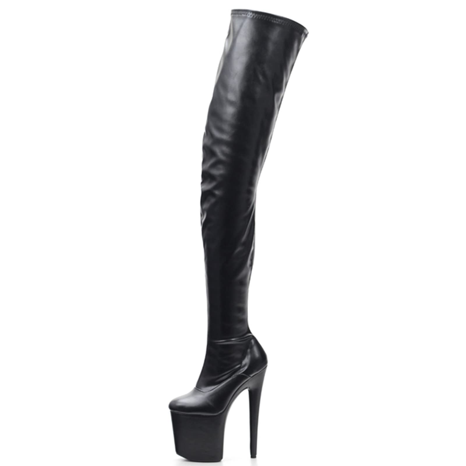 Stivali sopra Il Ginocchio con Tacco 8'', Tacchi Alti Fetish Sexy, Stivali Alti alla Coscia con Plateau Rossi da Donna, Scarpe da spogliarellista Pole Dance, Taglia Grande