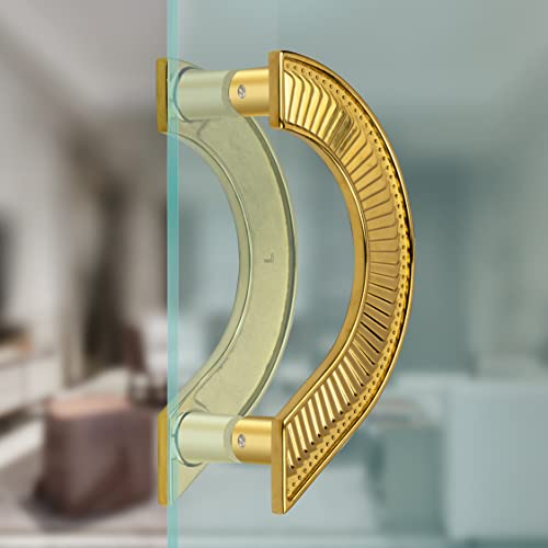 Image of Plantex Heavy Duty 8 inches Round Shape Main Door Handle /Door & Home Decor /Glass Door Handle /Wooden Door Handle /Door Pull Push Handle Set- Pack of 1 (PVD Gold Finish) - 3 Years Warranty