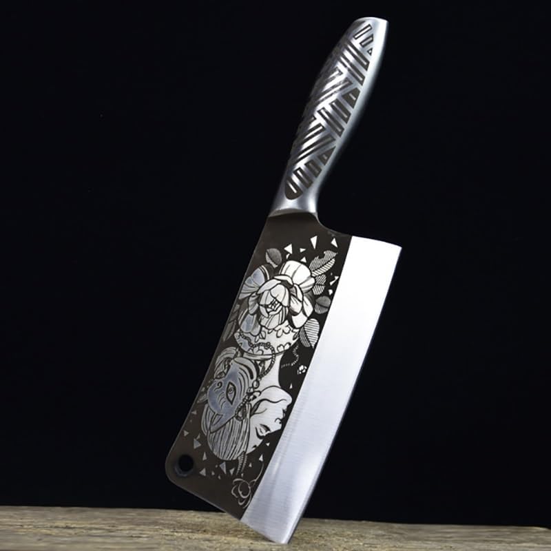 Meat Cleaver,Cleaver Knife 7 Inch Longquan Knives Veins Handmade Forged Sharp Slicing Cleaver Kitchen Knife With Patterns Cooking Tools, LAMAJIGA5844