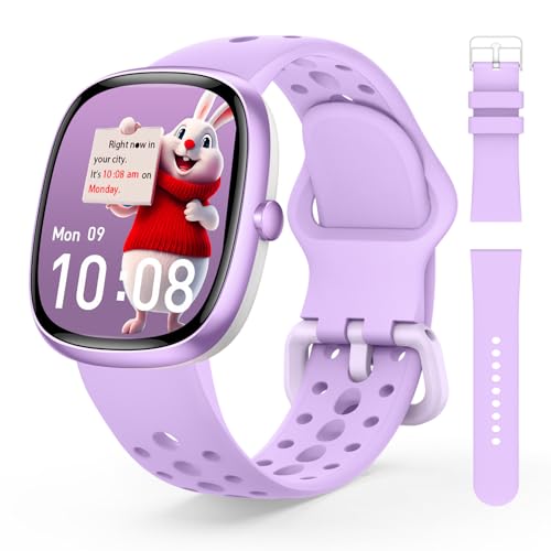 RUXINGX Smartwatch Bambini, Fitness Tracker Orologio Smartwatch Bambina con 100+ Sportive, Contapassi, Frequenza Cardiaca, Monitor del Sonno, 20 Giochi, Impermeabile IP68, Regalo per ADO 5-16, Viola