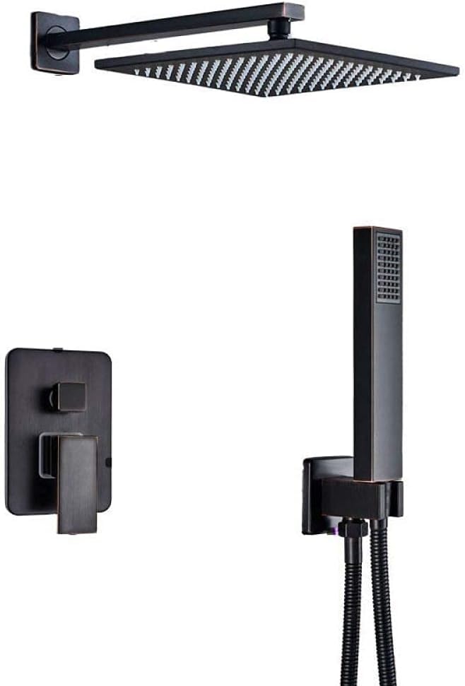 Robinet de douche de bain en bronze noir avec ensemble mitigeur en laiton à 2 voies