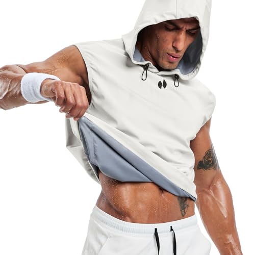 HOTSUIT Sauna Shirt for Men Weight Loss Hooded Sweat Suits Heat Trapping Pullover Vest for Boxing, Running, Gym Workouts