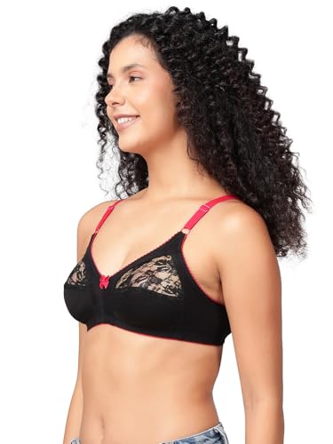 Image of Clovia Women's Cotton Solid Non-Padded Full Cup Wire Free Everyday Bra - Black