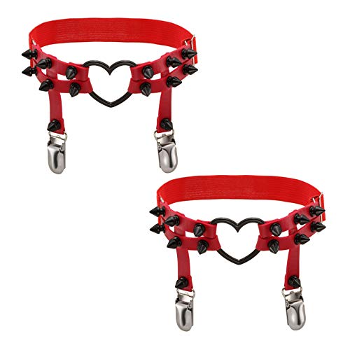 MILAKOO 1 Pair Leather Leg Harness Rivet Garter Belt PU Leather Punk Gothic Garter Belt