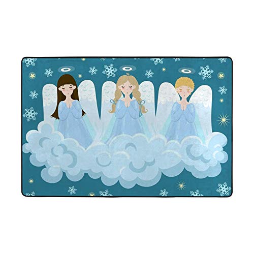 Tapis de salon bleu Noël 183x122cm avec choeur d'anges Ruchen - 6