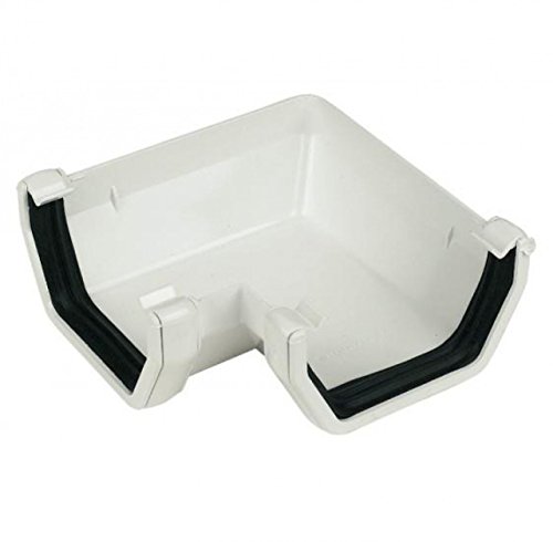 FLOPLAST 114mm Square Gutter 90 Degree Angle - White - Pack of 2, 114mm Gutter