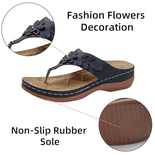 Orthopedic Sandals for Women Arch Support Flip Flops Open Toe Slippers Platform Wedge Sandals Walking Shoes3