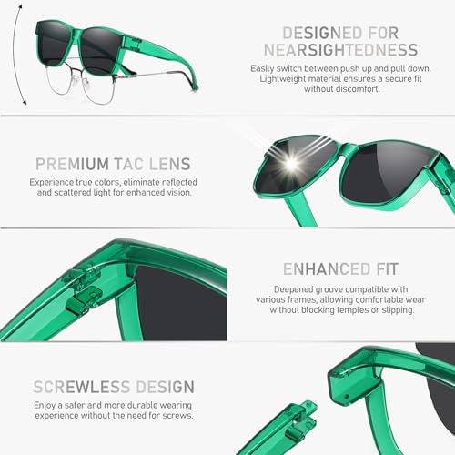 Image of GEGURI Polarized Sunglasses Fit Over Glasses for Men Women, Oversized Square Sun Glasses UV400 Protection Shades