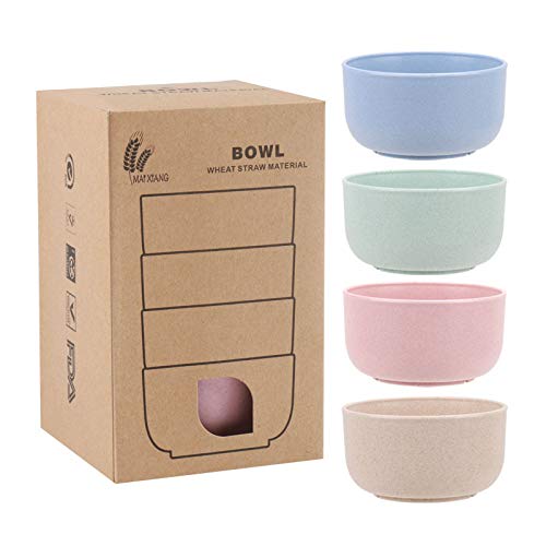 Snack Bowls,Set of 4 Rice Bowls,100% BPA-Free Wheat Straw Fiber Snack Bowls,Eco-friendly Safe