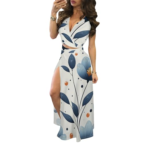 Image of MESLIMA Two Piece Dresses Sets for Women Summer Boho Maxi Dresses