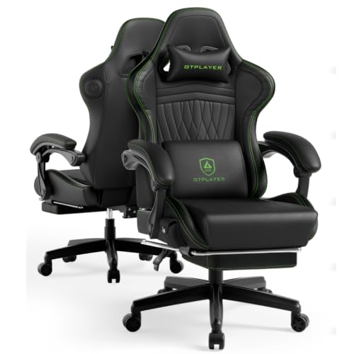 GTPLAYER ACE-PRO Music Gaming Chairs – Built-in Speakers, App Support & Bluetooth Control, Computer Game Chairs with Footrest for Adults, Ergonomic, Reclining, Linkage Armrest, Black