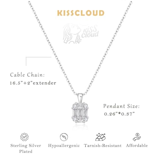 Image of Gold Silver Necklace for Women, Dainty Cubic Zirconia Pendant