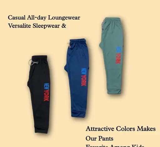 Image of Unisex Kid's Cotton Solid Elastic Waistband Combo Multicolor Track Pants Casual Fit 121