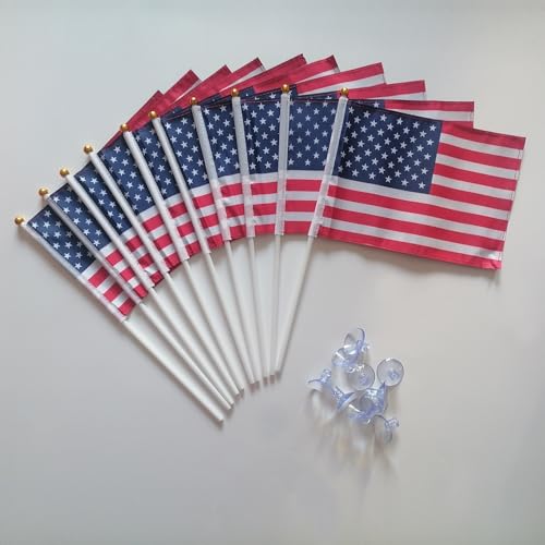 Mini drapeau américain double face avec ventouse résistante pack de 10