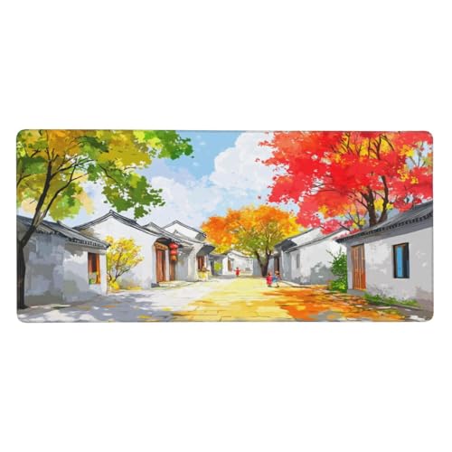 Otoño Alfombrilla Ratón XXL 900X400MM, Large Alfombrilla Ratón Paisaje Alfombrilla Escritorio Accesorios Base De Goma Antideslizante, Impermeable Mouse Pad XXL 90X40CM, Home Escritorio Decor -678