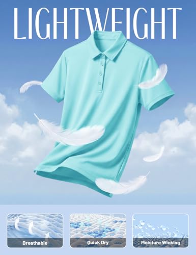 Image of TACVASEN Women's Golf Polo Shirts Short Sleeve UPF 50+ Sun Protection Golf Shirts for Women Quick Dry Collared Polos