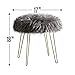 Ornavo Home Modern Contemporary Faux Fur Vanity Chair Round Ottoman Foot Rest Stool/Seat with Gold Metal Legs - 17
