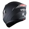1Storm Motorcycle Street Bike Dual Visor/Sun Visor Full Face Helmet Mechanic with LED Tail Light: Matt Black