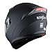 1Storm Motorcycle Street Bike Dual Visor/Sun Visor Full Face Helmet Mechanic with LED Tail Light: Matt Black