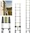 FEETE 12.5FT Telescoping Ladder,Aluminum Extension Ladder w/Triangle Stabilizers,330lbs Capacity Retractable Ladder,for Home,Outdoor(12.5FT,Silvery)