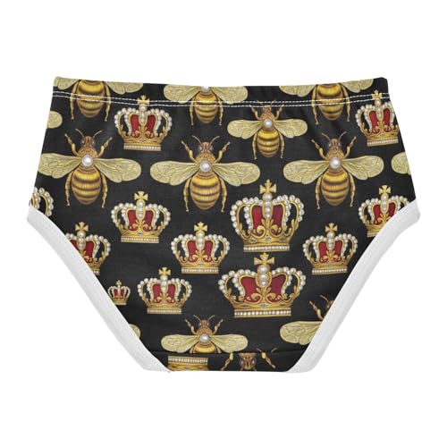 Joisal Golden Bees Royal Crowns Black Toddler Girls Underwear 2t Cotton Cute Panties Girl Stylish Kids Undies Briefs2