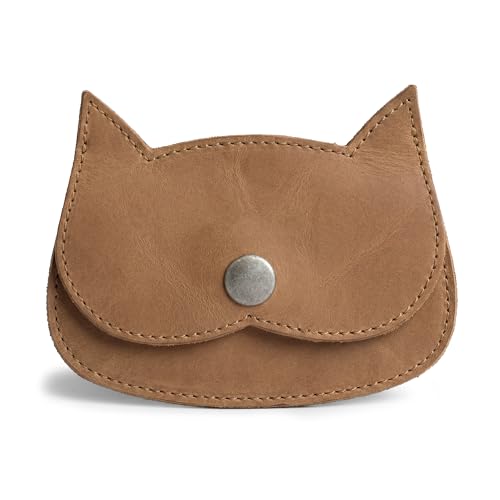 Image of Hide & Drink, Cat Shape Wallet Handmade from Full Grain Leather - Single Malt Mahogany
