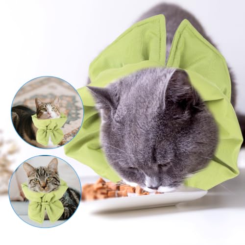 Image of BOXOB Soft & Light Adjustable Recovery Collar for Cats & Dogs (Green) | Adjustable Waterproof Polyester Cat Cone Collar Easy to Wear & Take off for Cat Dog Grooming Nail Trimming & Skin Nursing
