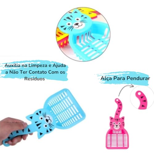 Pá Higiênica Para Limpar Areia de Gato Peneira (Rosa)