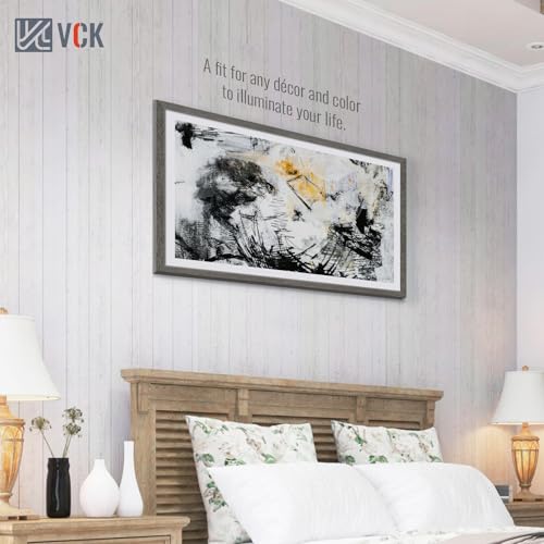 Image of VCK 27x40 Poster Frame Solid Wood Gray Grey 3 Pack Picture Frames 27 x 40 Inches with Wall Mounting Hanging