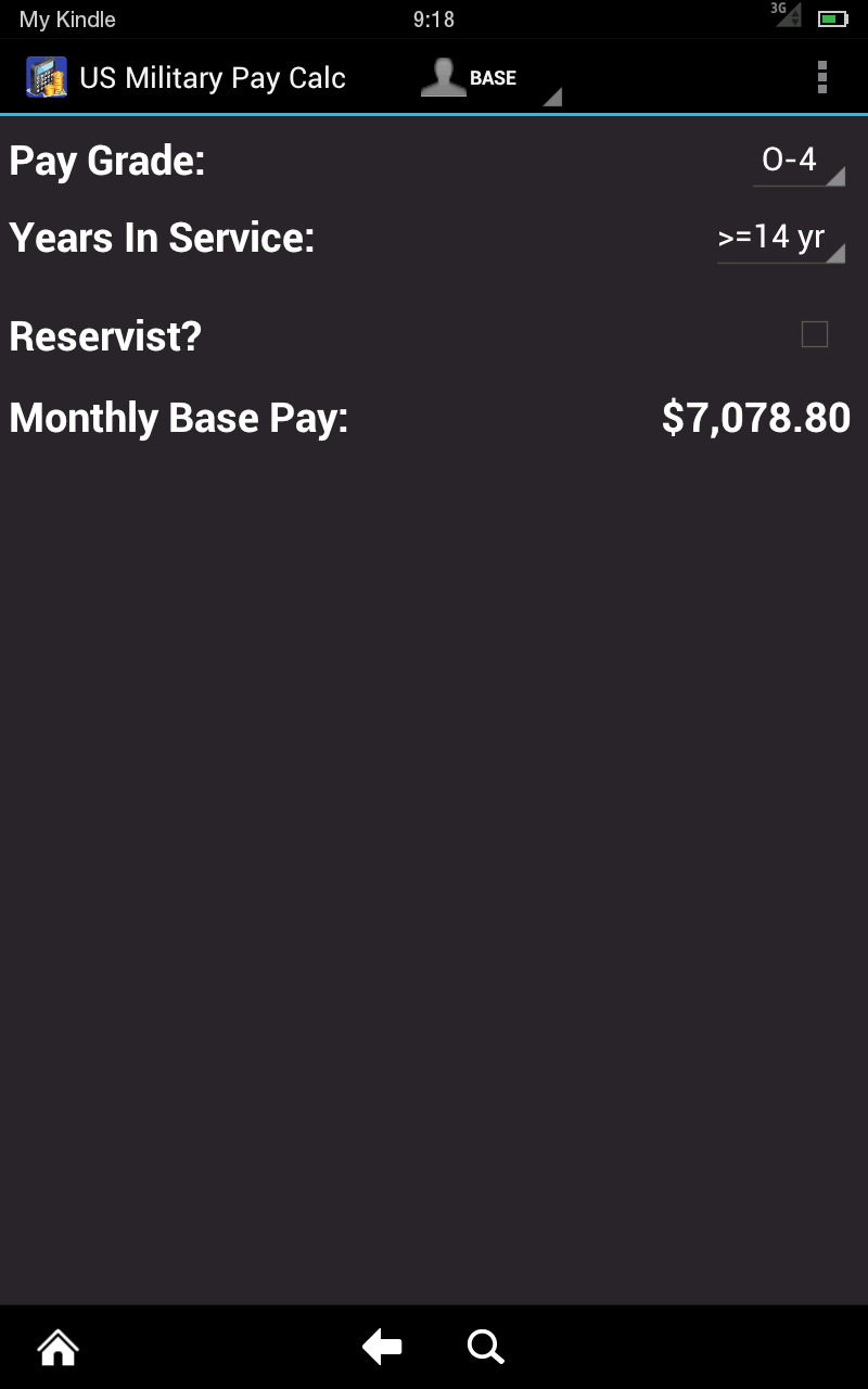 US Military Pay Calc - App on Amazon Appstore