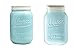 Mason Jar Ceramic Set (Aqua/blue): Utensil Crock and Spoon Rest