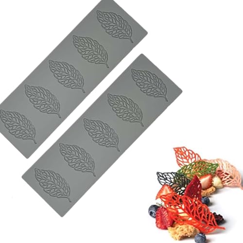 GRSECPO 2 Pack Silicone Leaf Mold, 3D Branch Cake Fondant Tuile Baking Mold