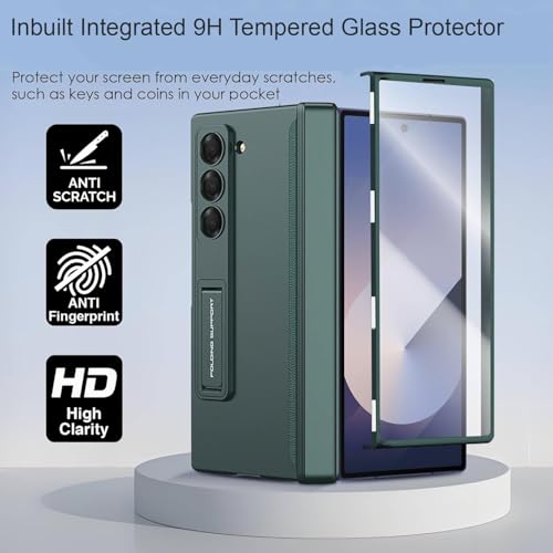 Image of Kapa Magnetic Hinge with Inbuilt Stand Case for Samsung Galaxy Z Fold 6 | Shockproof Stand Hybrid Bumper Back Cover (Green)