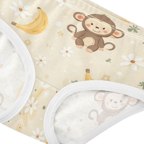 Wusikd Cute Monkey Light Girls' Underwear Cotton Yellow Banana Girls Briefs Soft Toddler Underwear 2T4