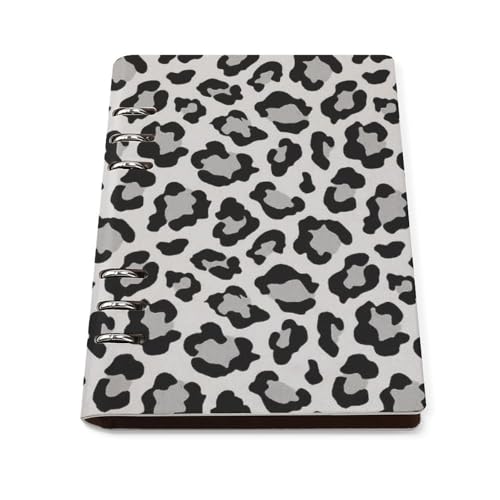 A5 ノート リフィル対応 ヒョウ 柄 虎柄 PUレザー 手帳型 ビジネスノート 6穴 バインダー 書きやすい リングノート 多機能 メモ帳 学生 社会人 仕事用 おしゃれ