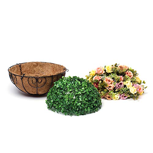 Homsunny Fall Hanging Flowers Basket, Artificial Rose Flowers In 12 Inch Coconut Lining Hanging Baskets For The Decoration Of Courtyard, Outdoors, And Indoors (Mixed Color) #TOP4