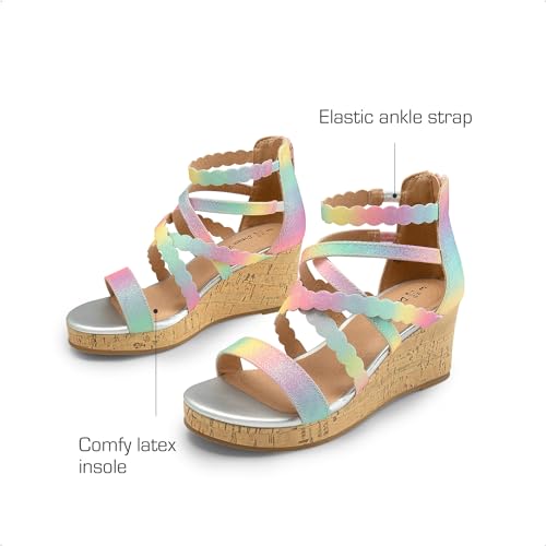 Image of DREAM PAIRS Girls Wedge Sandals Flatform Open Toe Platform Sandals Flower Wedding Party for Little Kid /Big Kid