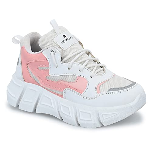 Image of ROWLANS Women's Synthetic Leather Stylish /Comfortable /Running /Gym Lace-Ups Sports Shoes