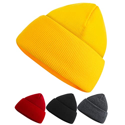 KELOYI Bonnet Femme Homme Hiver Beanie Jaune Chapeau Sport Hat Polaire Chaud Bonnets Running Ski Cover