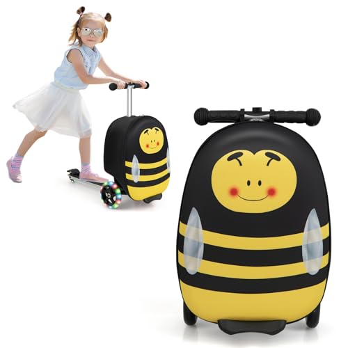 Goplus 2-in-1 Ride On Suitcase Scooter for Kids, Carry on