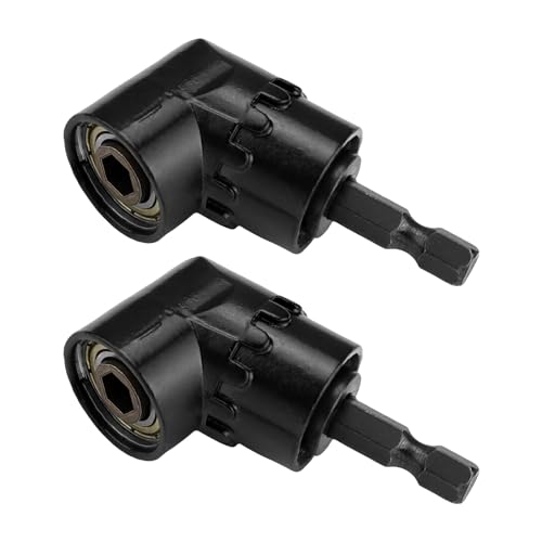 HERKINDNESS Right Angle Drill Attachment, 2 Pieces 1/4 Inch 105 Degree Right Angle Driver Dapter, with Magnetic Drill bit Holder, Angled Drill bit Attachment for Narrow Work Space