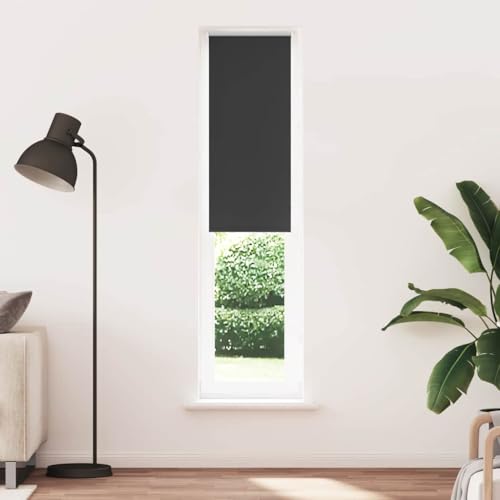 Ordellia Estor opaco negro 40 x 230 cm con pinzas y tornillos, 100 % poliéster, ancho de la tela de 35,7 cm, protección visual, protección contra el calor, para ventanas, tragaluces, salón, dormitorio