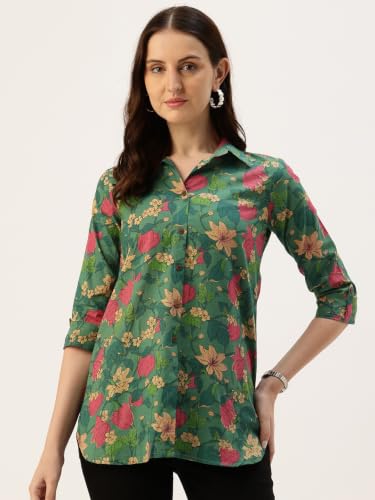 Image of feranoid Classic Collared Cotton Shirt with 3 /4 Sleeve for a Timeless Casual Look