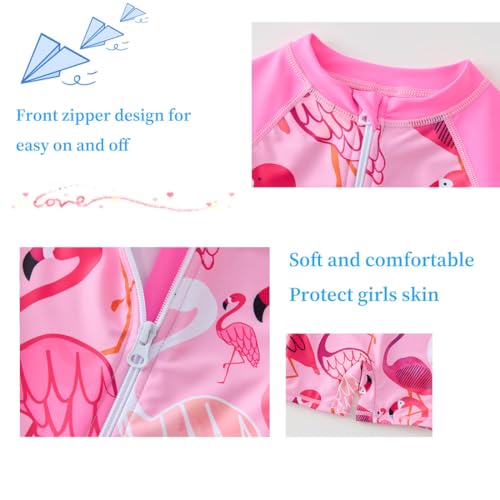 Image of UMELOK Girls Long Sleeve Rash Guard One Piece Swimsuits with UV Protection Sunsuit