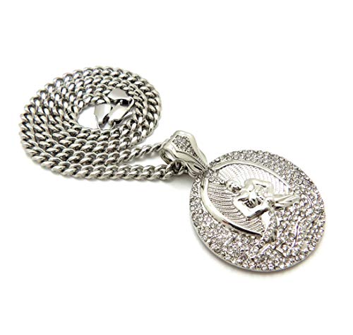 Iced Euphanasia Hip Hop Pendant 5mm/18",20",24",30" Stainless Steel Cuban Chain Necklace SRC43 (24)3