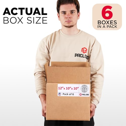 Image of Medium Cardboard Boxes 12 inchL x 10 inchW x 10 inchH (Pack of 6) - USA-Made Packing Boxes for Moving, Shipping, or Storage - USPS, UPS, FedEx Approved - Professional Packing Supplies for Moving